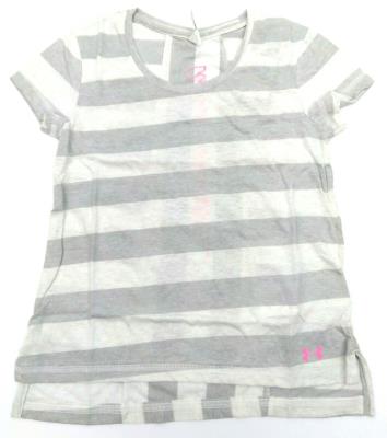 Under Armour Girls' T-Shirt Loose Fit Finale Short Sleeve Stripped Whisper Grey - Picture 8 of 10