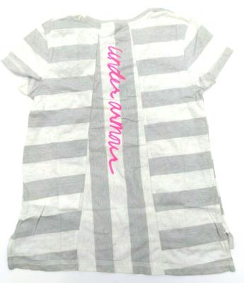 Under Armour Girls' T-Shirt Loose Fit Finale Short Sleeve Stripped Whisper Grey - Picture 9 of 10