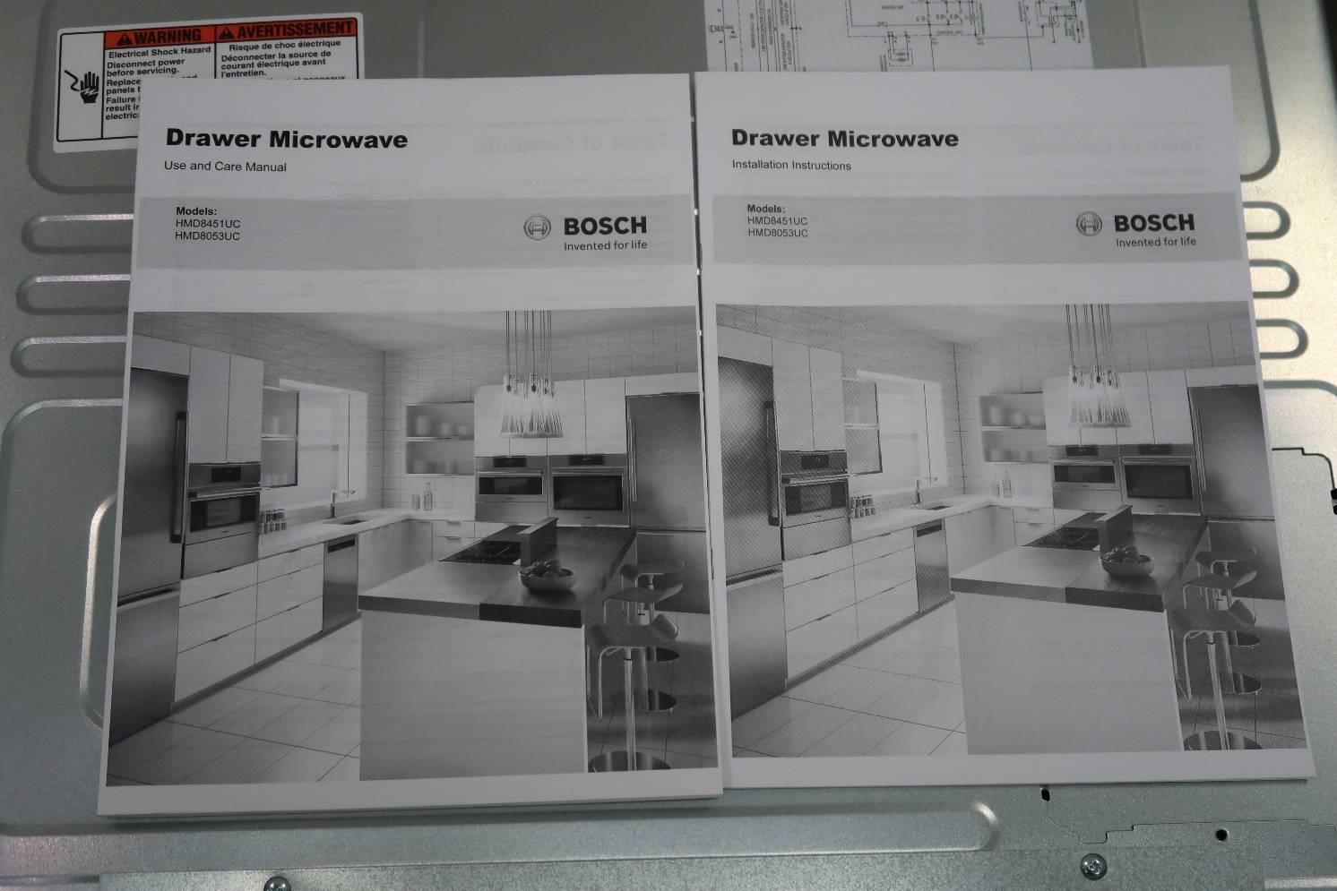 Four à micro-ondes Bosch série 800, tiroir, 950 W, 24, acier inoxydable  HMD8451UC