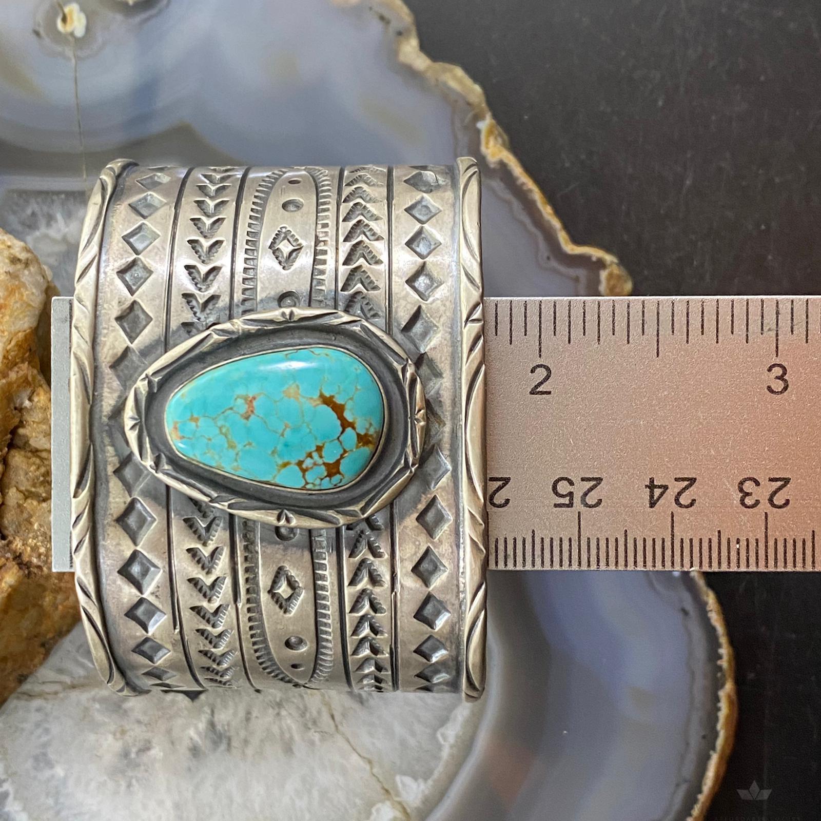 Tawney Cruz-Willie Sterling Silver Turquoise Stamped Wide