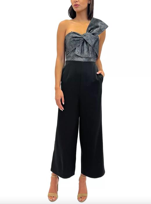 SAM EDELMAN Women Cady Metallic Bow-Bodice Jumpsuit 10 NEW $158