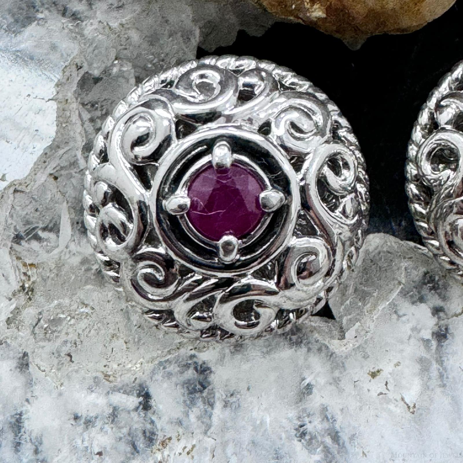 Carolyn Pollack Sterling Silver Faceted Round Ruby Omega  display picture 1