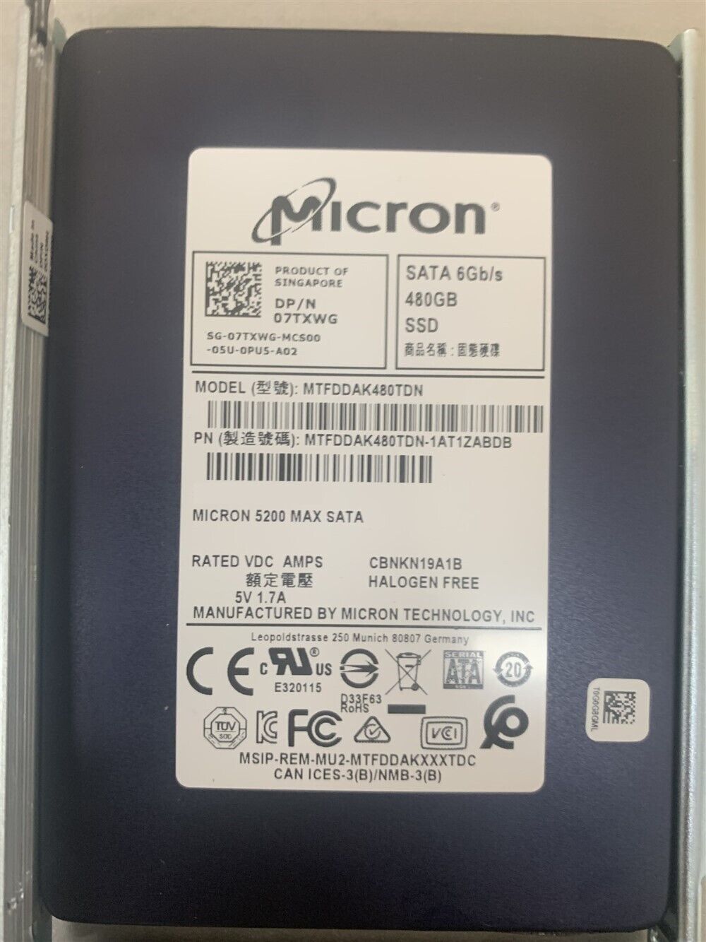 Micron MTFDDAK480TDN 5200 Max SATA 2.5