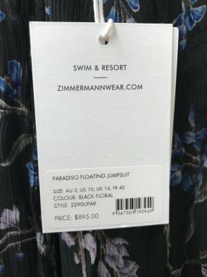 Zimmermann Paradiso Floating Jumpsuit Size 1,2,3 / US 6,8,10 (2290UPAR)