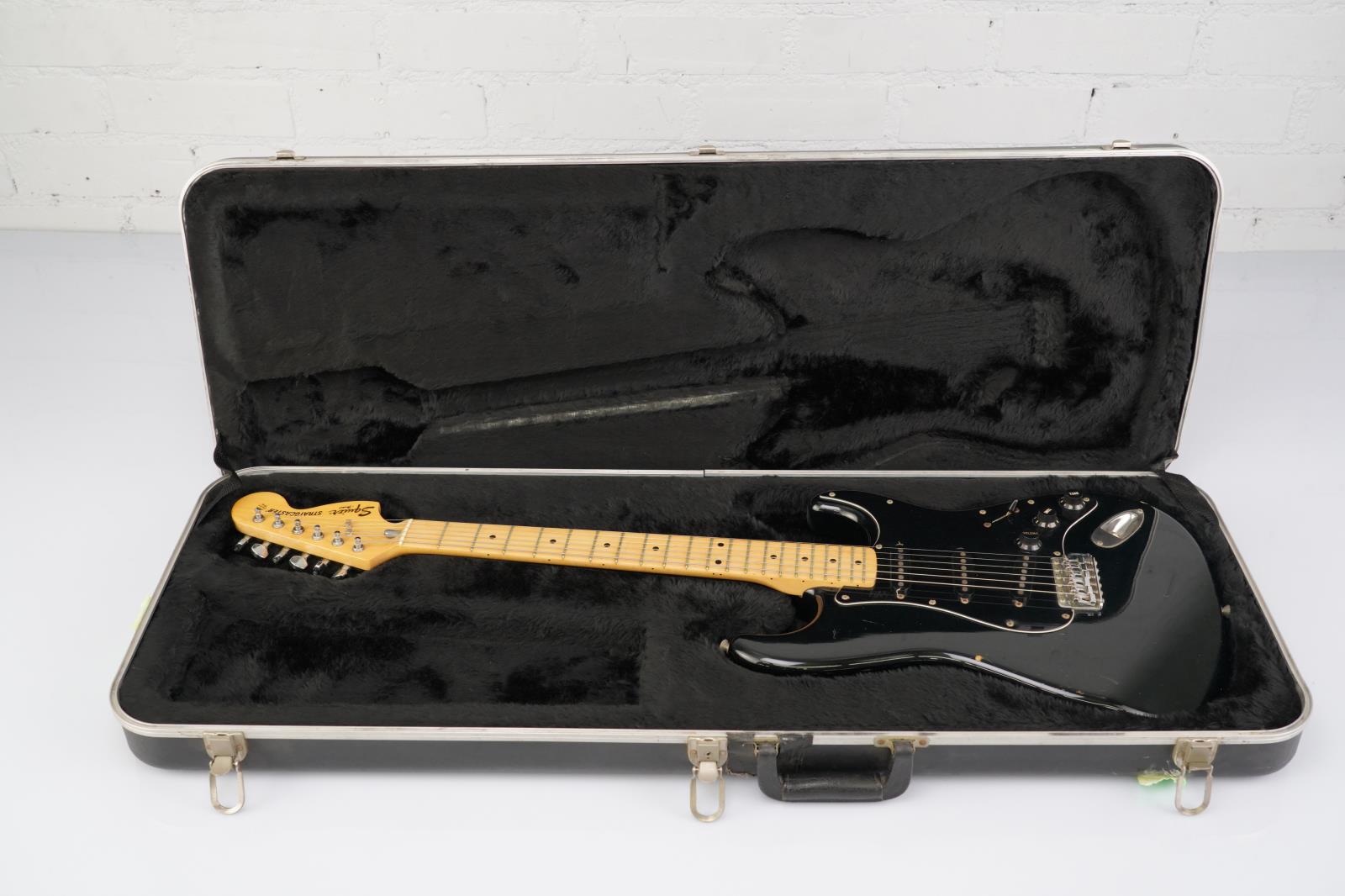 1985 Fender Squire Stratocaster MIJ Black Electric Guitar w