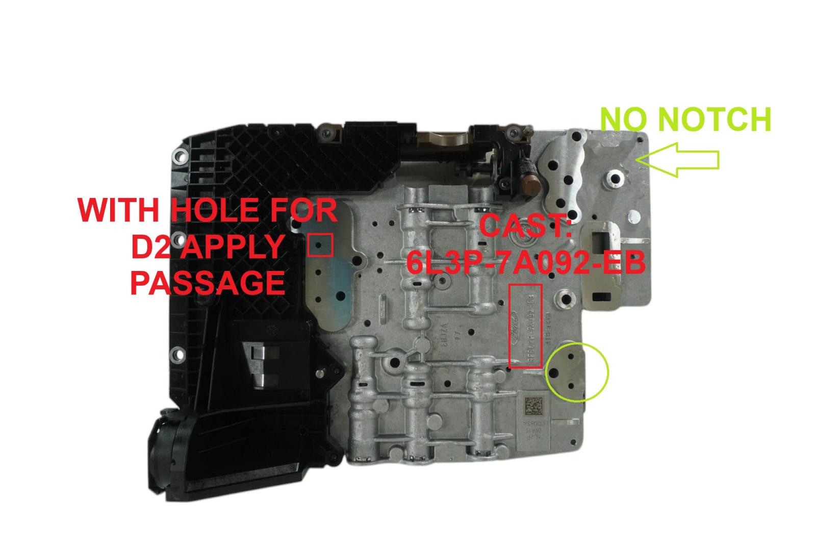 49740EA - 6R60, VALVE BODY, 1ST DES, M-SHIFT, NO HOLE, PLATE: 6L2P