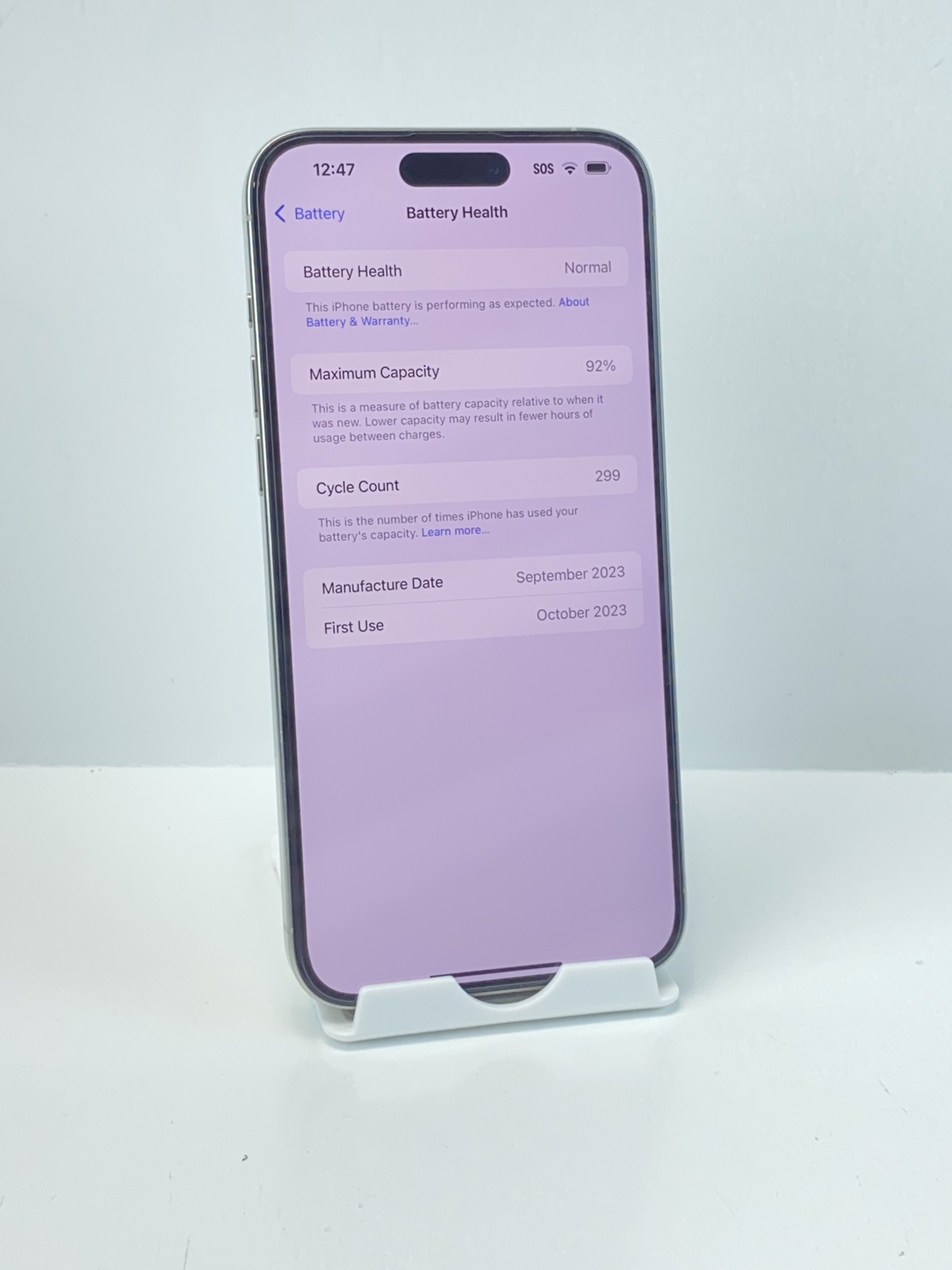 Apple iPhone 15 Pro Max A2849 256GB White! Unlocked! 92% battery