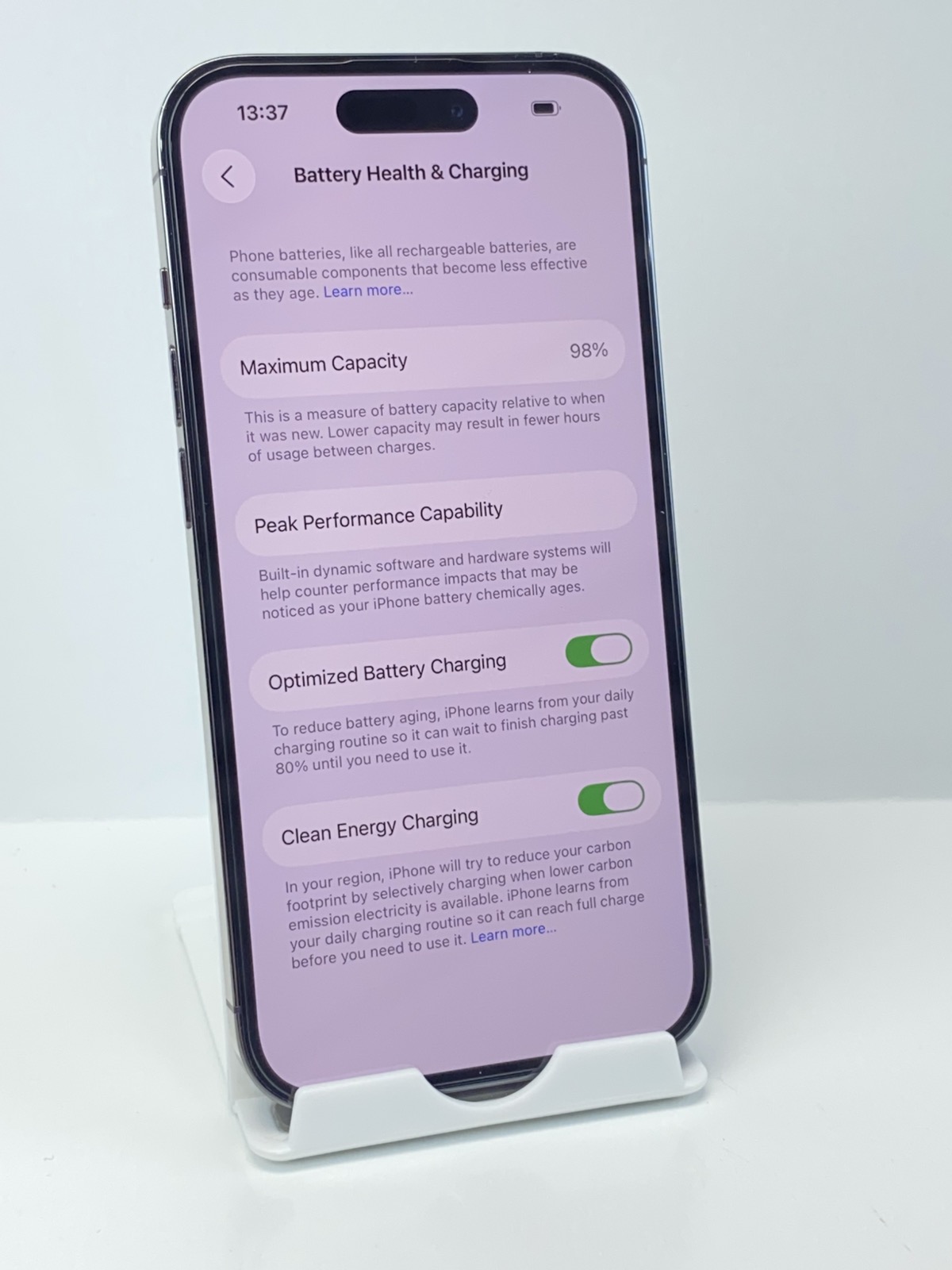 Apple iPhone 14 Pro A2650 1TB Purple Unlocked phone 98% battery