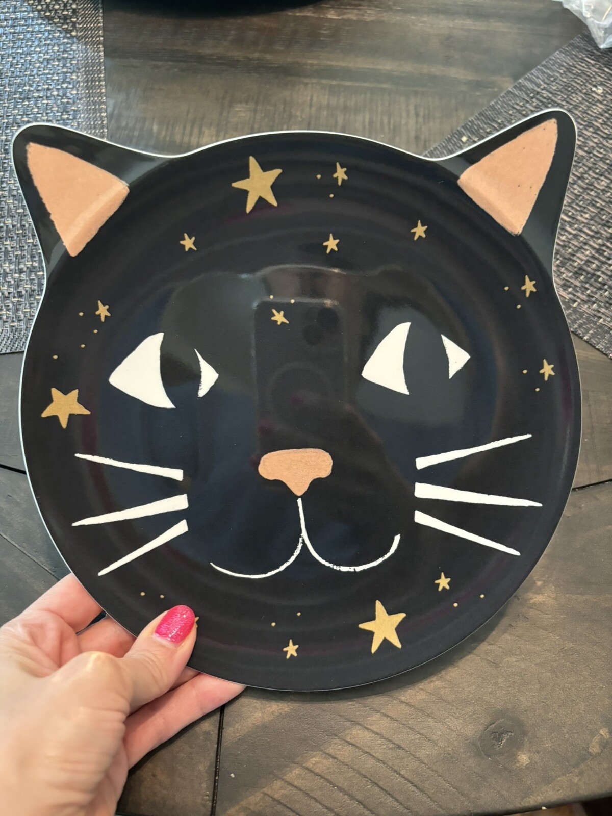 Pottery Barn Disney Halloween Holiday PLATE+UTENSIL party black cat SET 8 kid ! detailed image 15