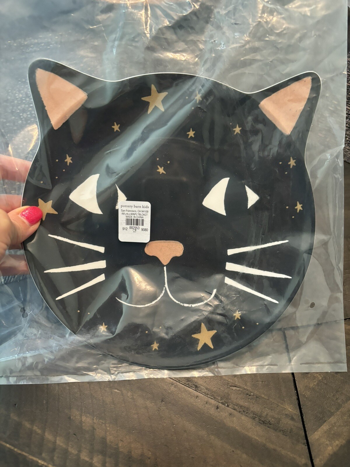 Pottery Barn Disney Halloween Holiday PLATE+UTENSIL party black cat SET 8 kid ! detailed image 17