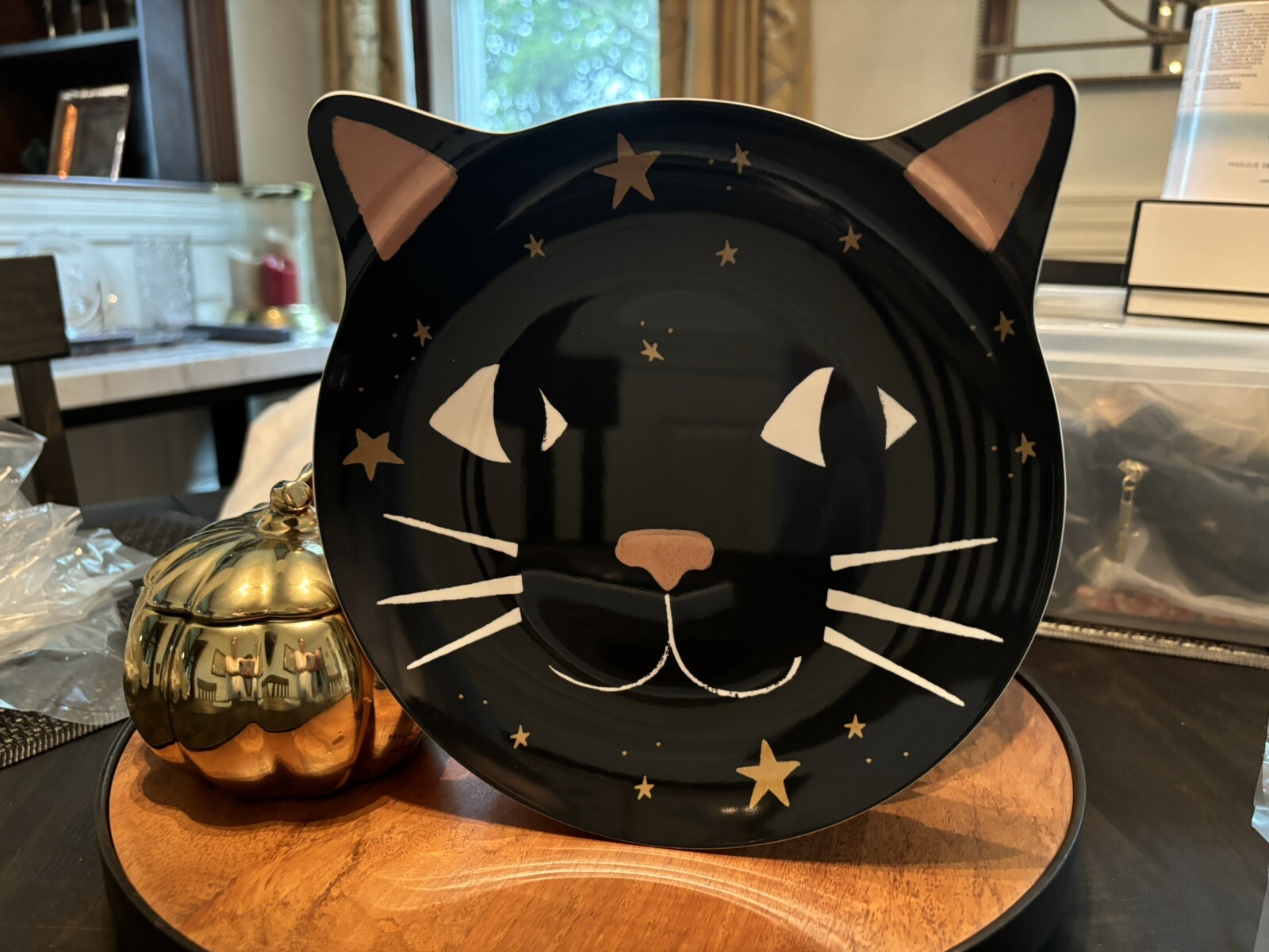 Pottery Barn Disney Halloween Holiday PLATE+UTENSIL party black cat SET 8 kid ! detailed image 20