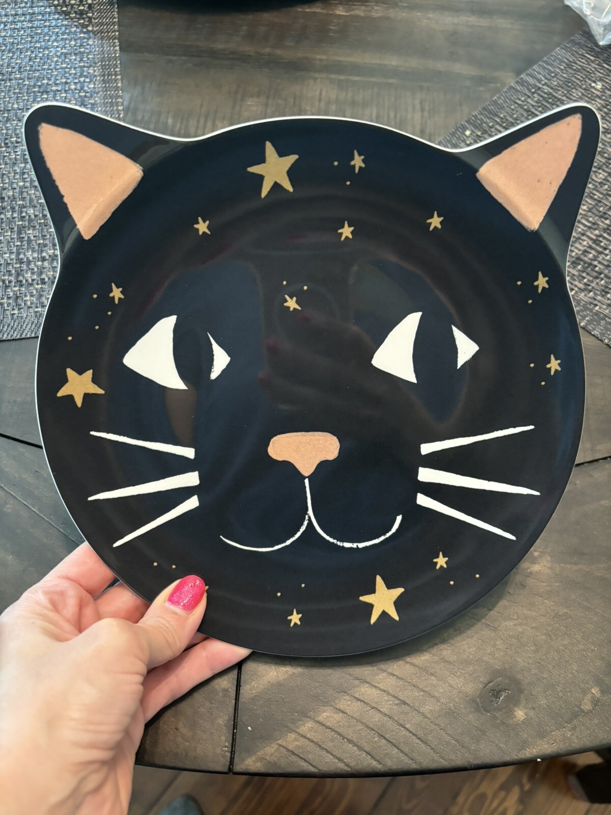 Pottery Barn Disney Halloween Holiday PLATE+UTENSIL party black cat SET 8 kid ! detailed image 22