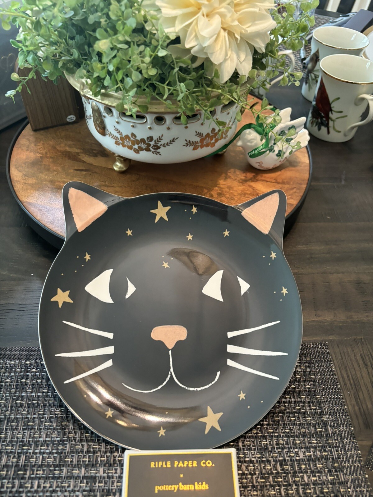 Pottery Barn Disney Halloween Holiday PLATE+UTENSIL party black cat SET 8 kid ! detailed image 23