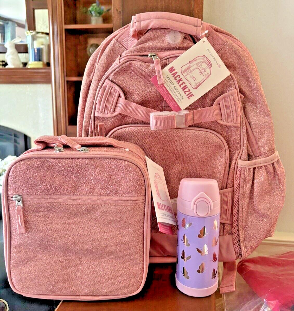 Pottery Barn school Disney Glitter LARGE BACKPACK+LUNCH BAG +WATER