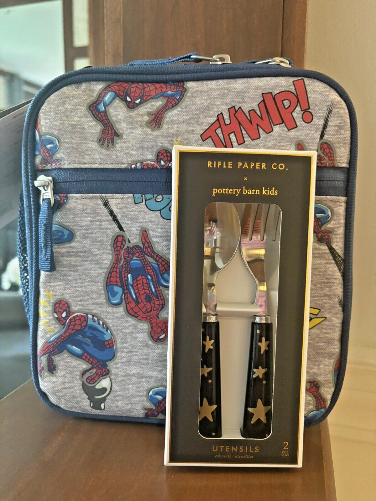 Pottery Barn School Marvel Avengers Spider-Man Super LUNCH BOX BAG+Utensil Set . main product image