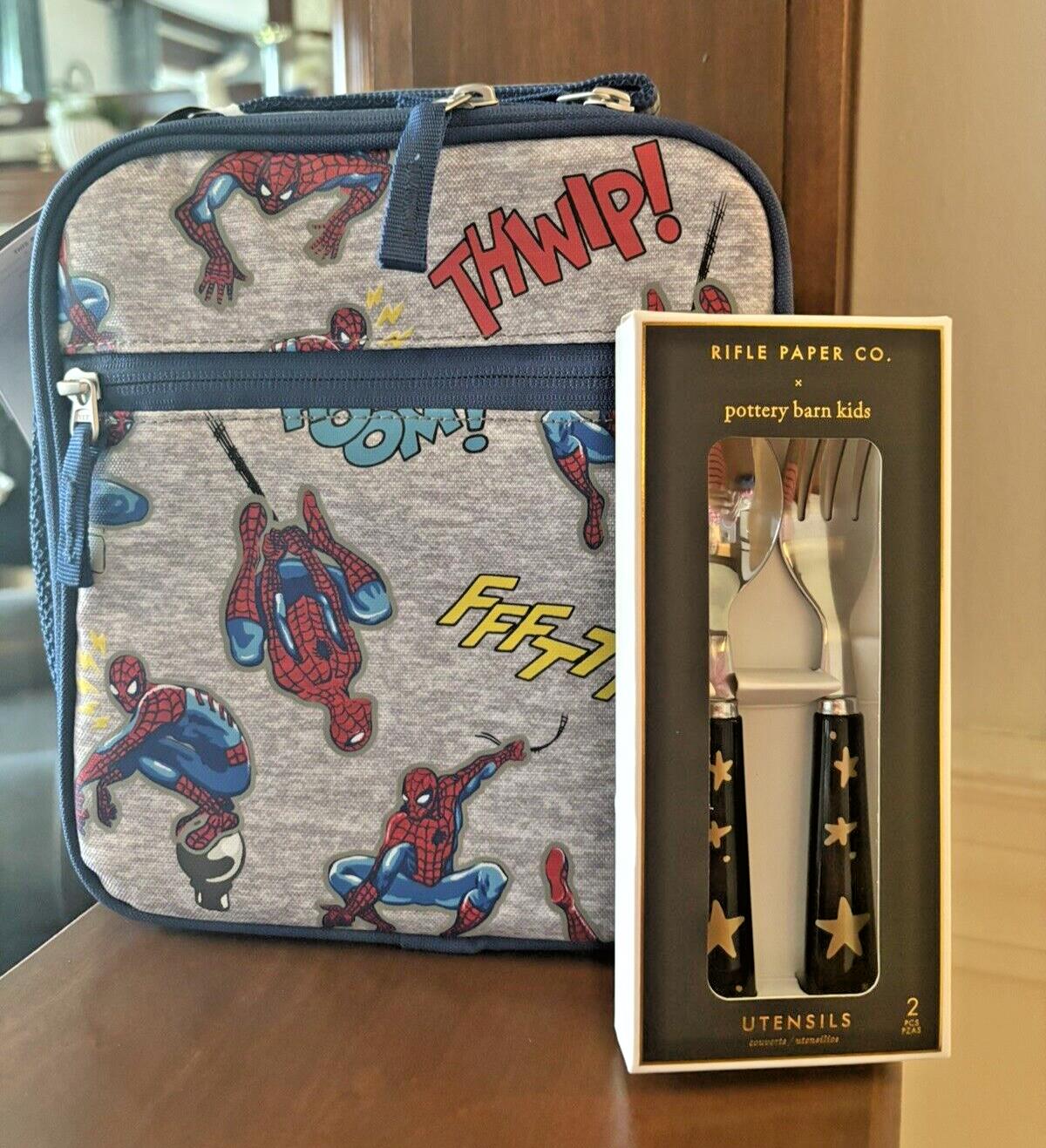 Pottery Barn School Marvel Avengers Spider-Man Super LUNCH BOX BAG+Utensil Set . product image view 5