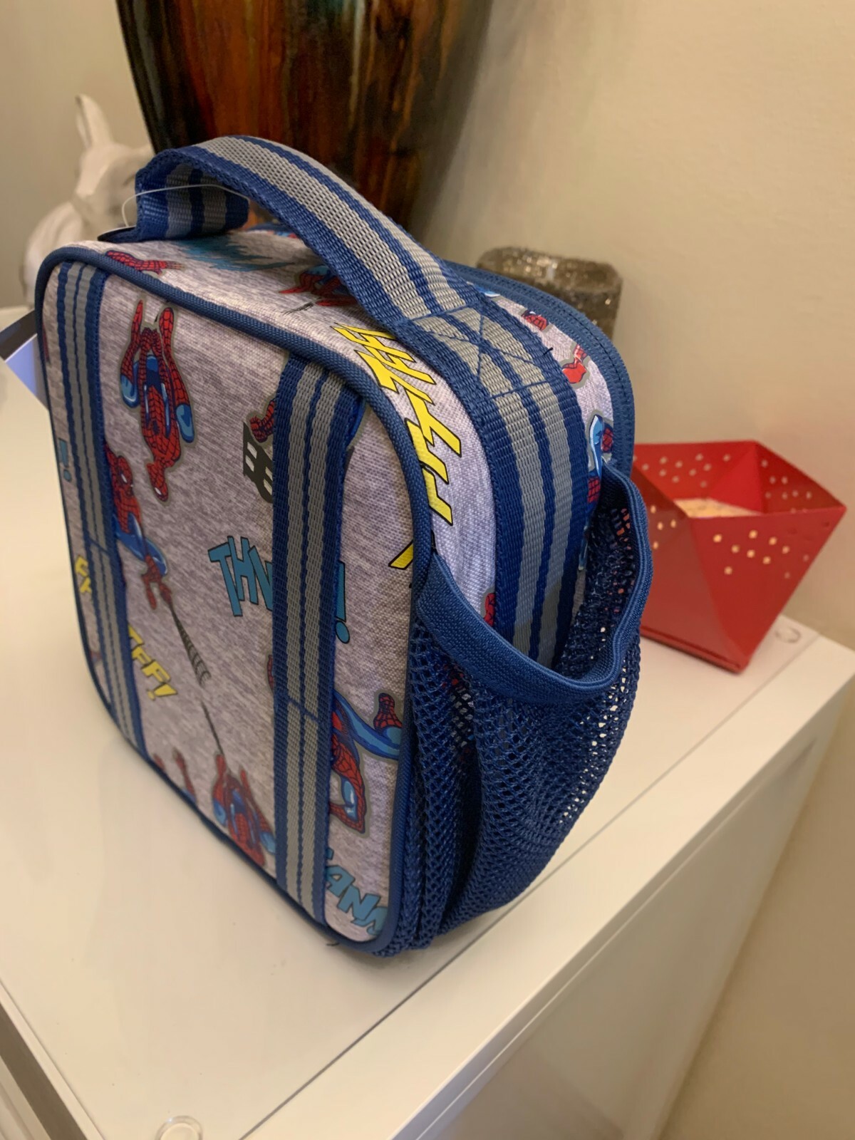 Pottery Barn School Marvel Avengers Spider-Man Super LUNCH BOX BAG+Utensil Set . product image view 9