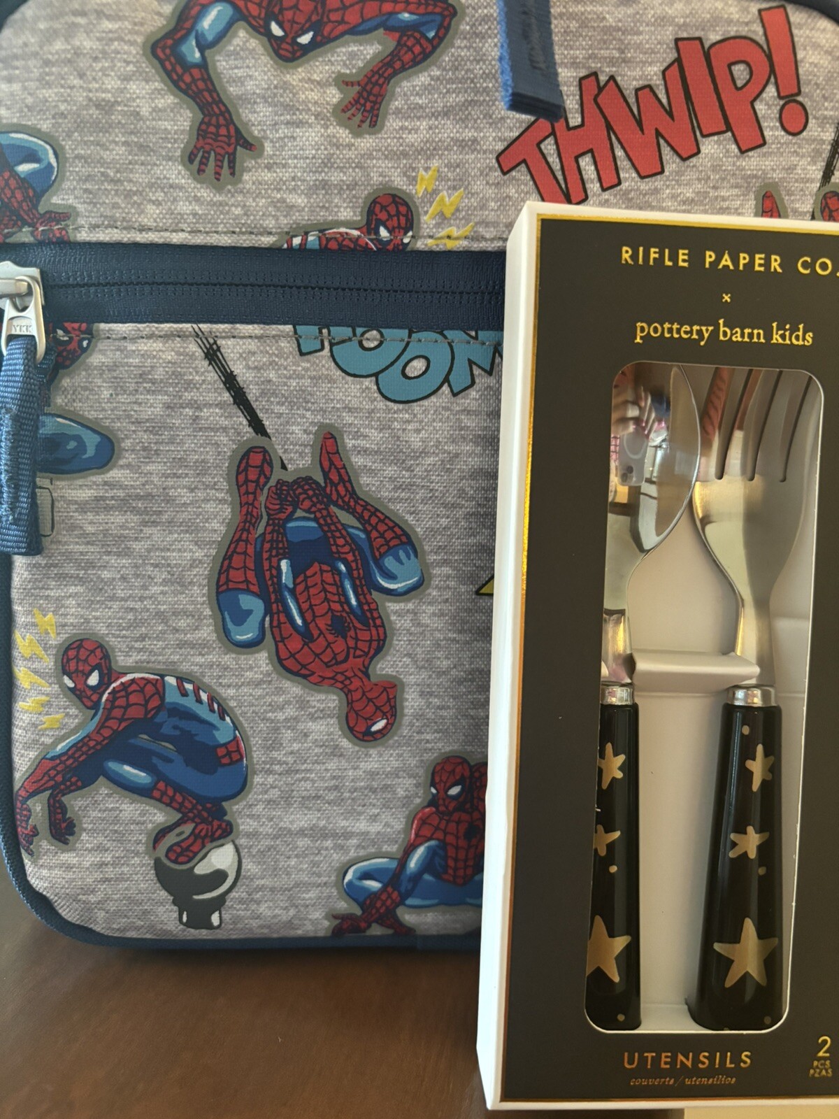 Pottery Barn School Marvel Avengers Spider-Man Super LUNCH BOX BAG+Utensil Set . product image view 10