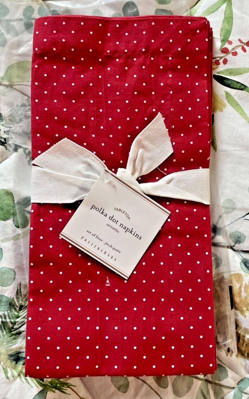 Pottery barn holiday Valentine party napkin red Christmas easter SET 4 gift π detailed image 3