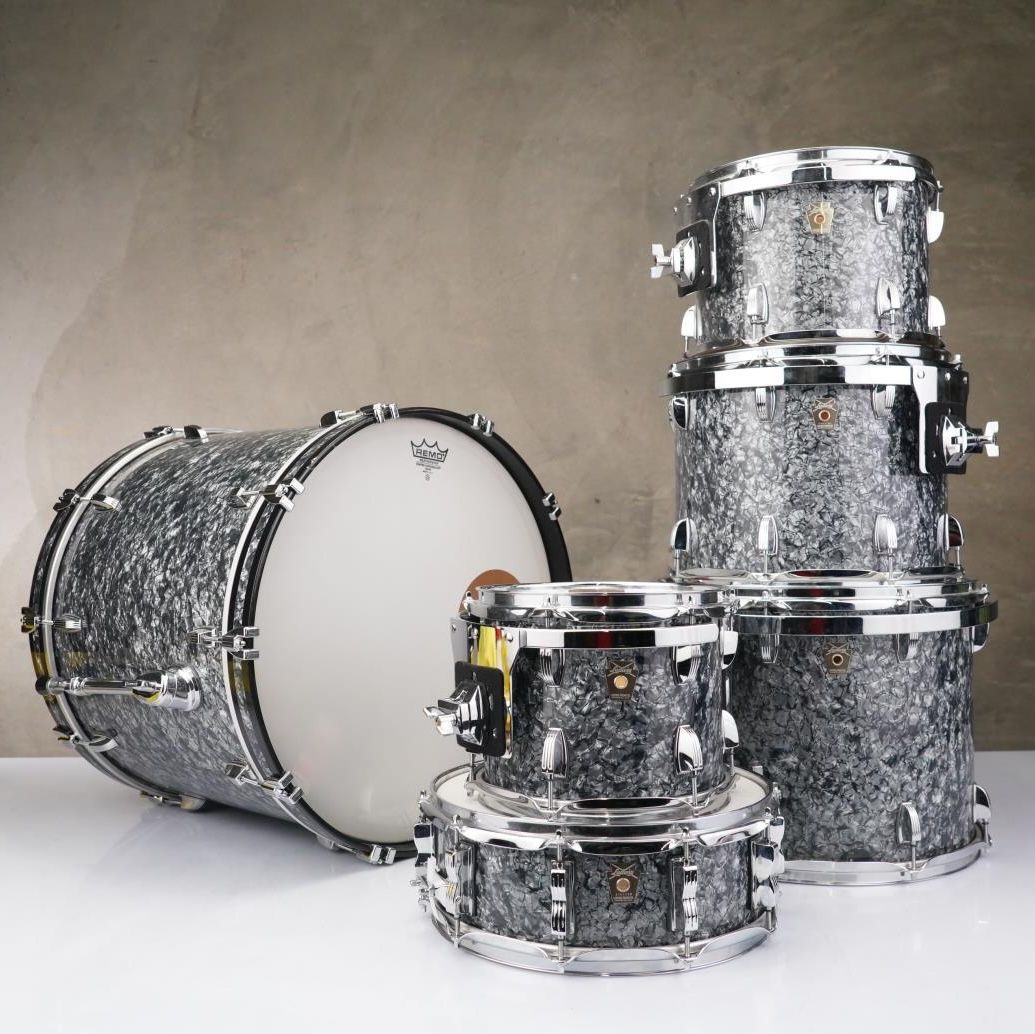 Ludwig Legacy Maple Black Diamond Pearl 6pc Drums & DW Side Snare & Cases #59094
